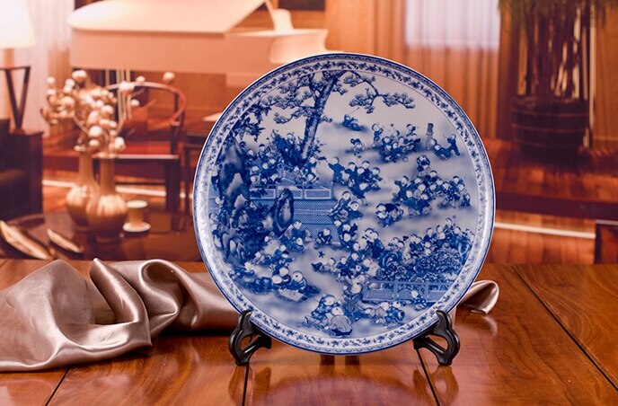 Chinese Antieke Blauw Wit Porselein Muur Decoratieve Keramische Platen Voor Muur Opknoping