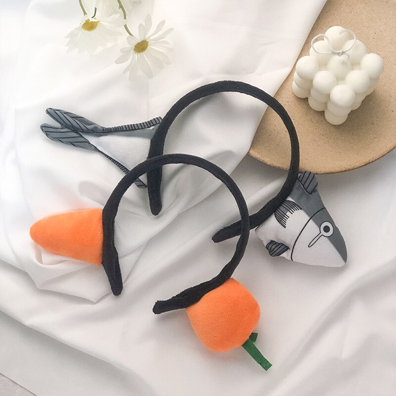 Diadema de zanahoria divertida para mujer, diademas de pescado salado para mujer, lavar la cara bonita para bandana, accesorios para el cabello,
