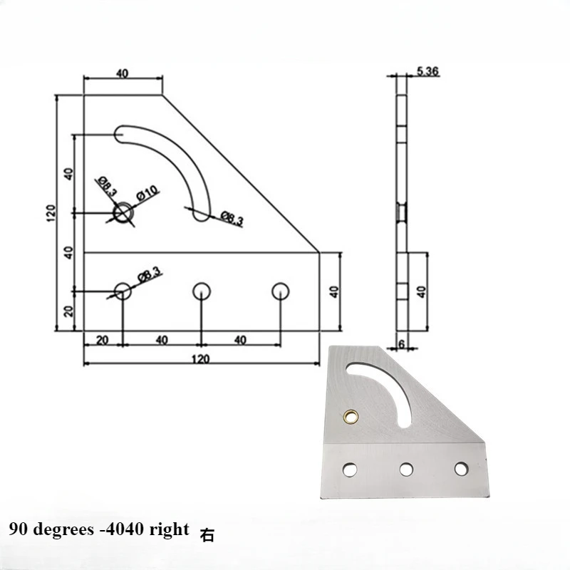 Pièce de fixation d'angle de profil en aluminium, plaque de connexion de direction, 90 degrés, 180 degrés, 3030, 4040: Bleu/noir