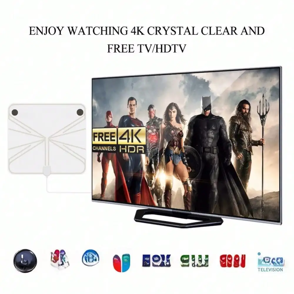 Digital TV Antenna with High Gain, 4K DTV Box Plug EU 5000 Miles Booster, Active Internal Antenna, HD Flat
