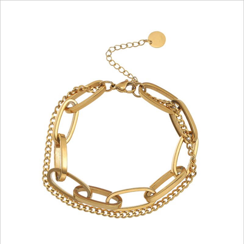 XIYANIKE 316L Edelstahl Gold Farbe Dicke Geometrische Kette Armbänder Neue Für Frauen Männer Party Schmuck