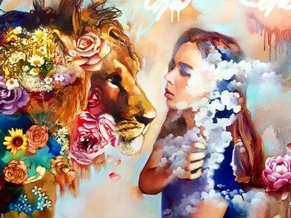 Azqsd olieverfschilderij op nummer wolf meisje diy kleurrijke verf handgemaakte oningelijste tekening op nummer dier huisdecoratie: Grootte 5396