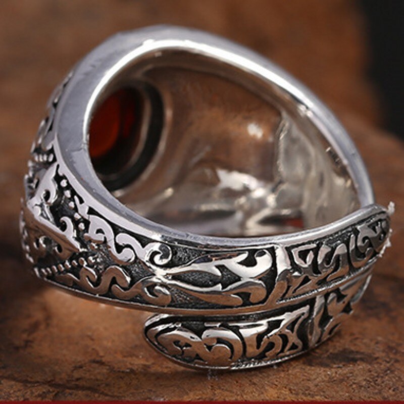 2019 nuovo 100% reale S990 sterling gioielli in argento granato anello in argento Thai argento retro pantaloni a vita bassa degli uomini anello di modo per uomo