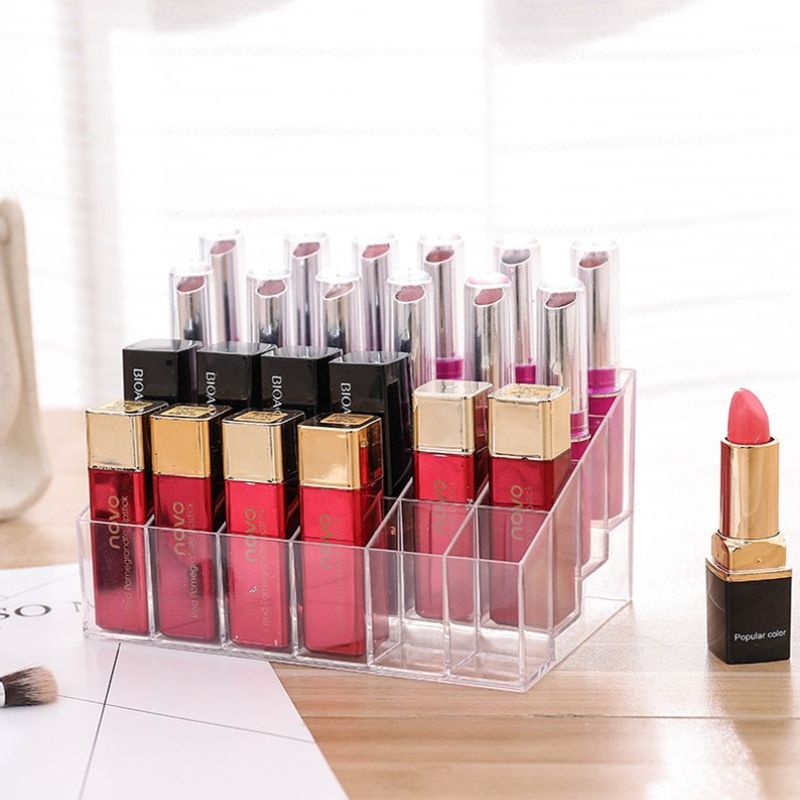 Caja organizadora de almacenamiento de pintalabios, Soporte transparente para pintalabios, caja organizadora de accesorios de maquillaje, estuche para tocador de cosméticos