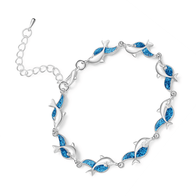 Zomerse stijl dolfijn blauwe vuuropaal zee armbanden voor vrouwen boho dieren armband strand oceaan sieraden bijoux femme