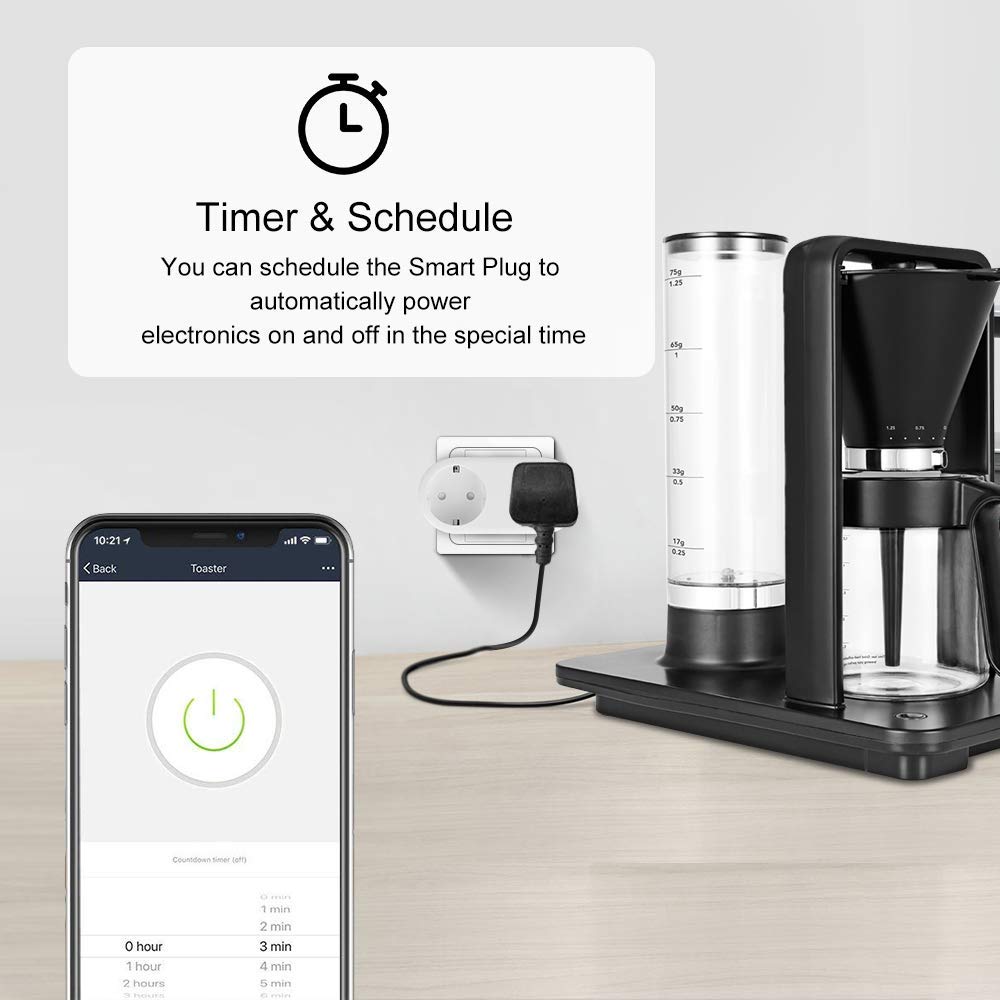 Smart Life WiFi Socket 2 Plug Energy Monitoring Individual Control Wireless APP Control Alexa Compatible EU Smart Plug Timer