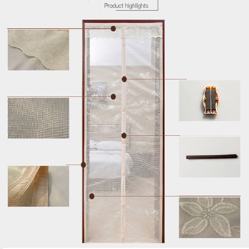 Hoogwaardige Stof Zomer Anti-muggen Magnetische Zachte Hordeur Gordijn Insect Mesh Fly Bug Beschermen Encryptie 100x210 CM Coffe