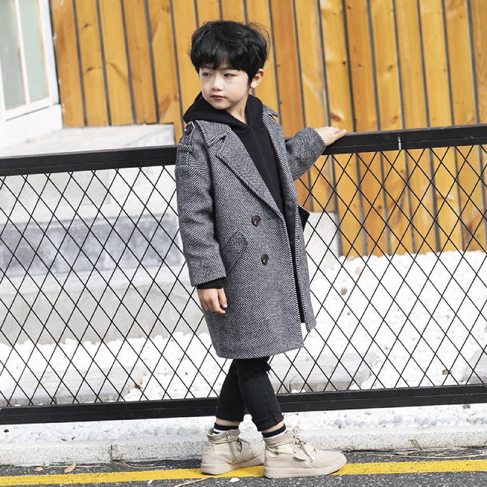 Autumn Winter Warm Jackets For Boys Coats Kids Turn-down Collar Wool Outerwear Coat Children Clothes Casual Boy Outwear