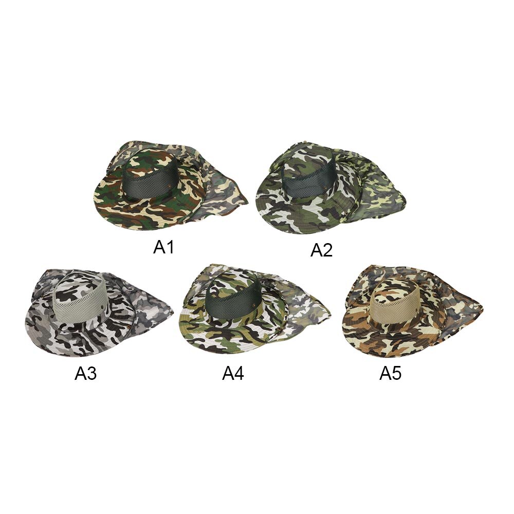 Outdoor Vissen Hoed Brede Rand Ademend Mesh Strand Hoeden Camouflage Zon Uv-bescherming Schaduw Hoed Voor Mannen Vrouwen Hoeden
