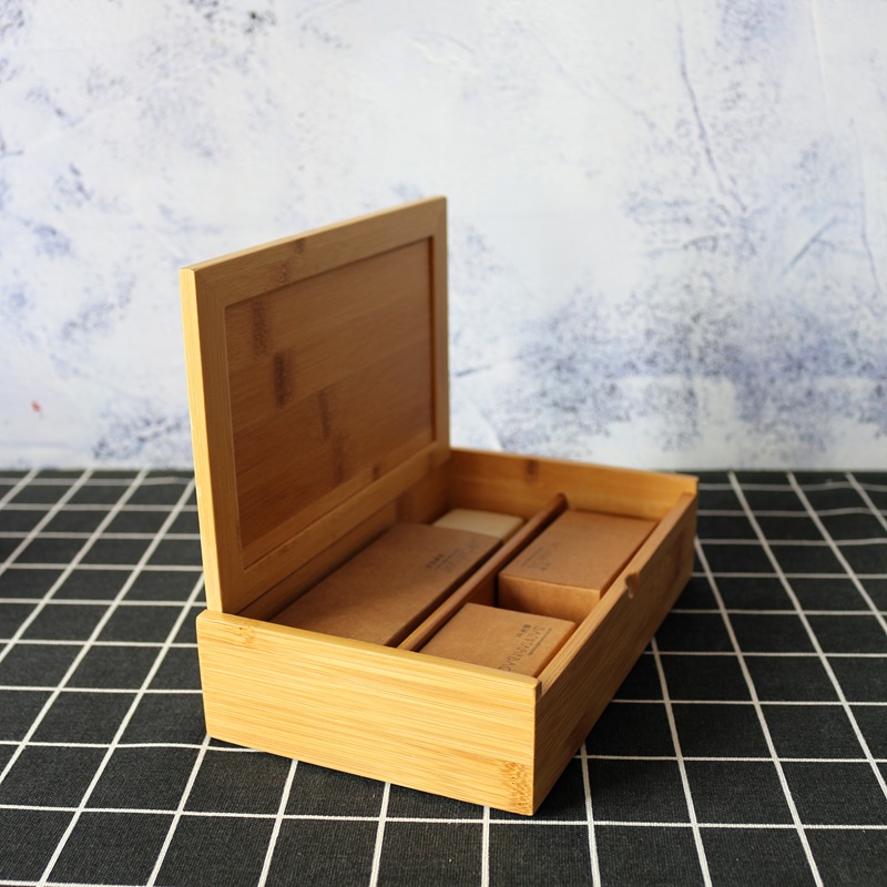 Bamboo Storage Box with Cover Hotel Consumable Box Eco Table Organizer Bathroom Tooth Set Box Disposable Supplies Box