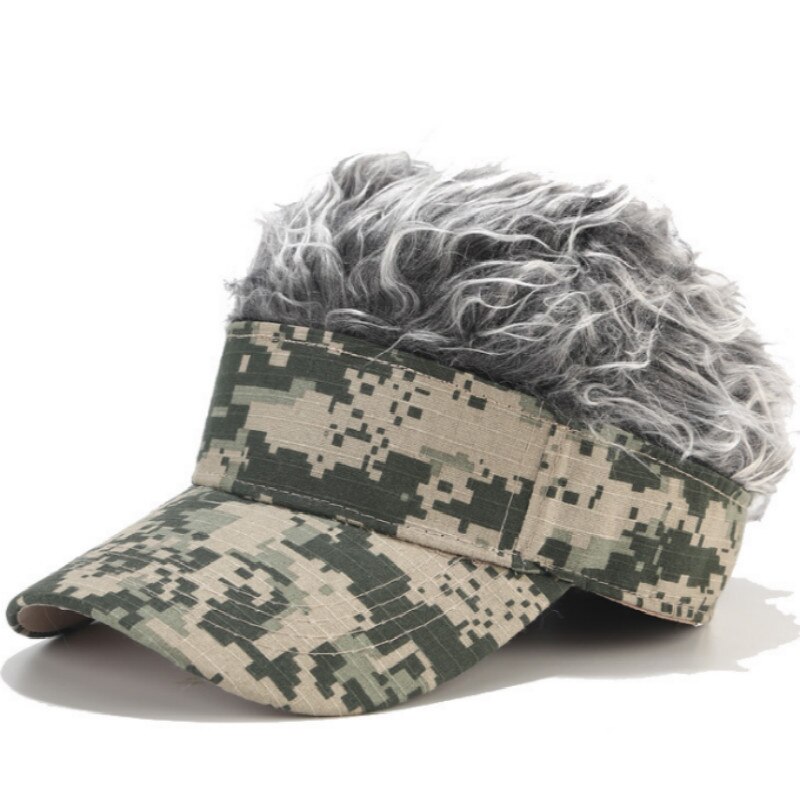 Paryk camo baseball kasket hip hop forår efterår imiteret pels mænd snapback hat afslappet buet camouflage solhat udendørs sport kasket ben: Camo 2