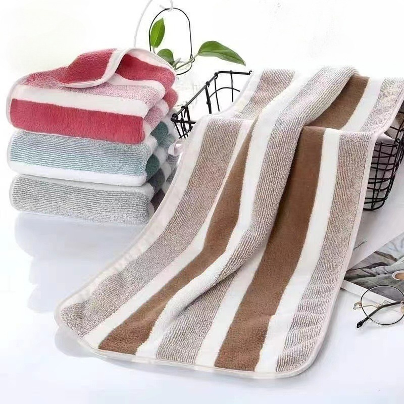 Bath towel set Stripes Absorbent Quick Drying coral fleece Soft Adults Face Hand Towels Bathroom Microfiber Swim Bath Towels