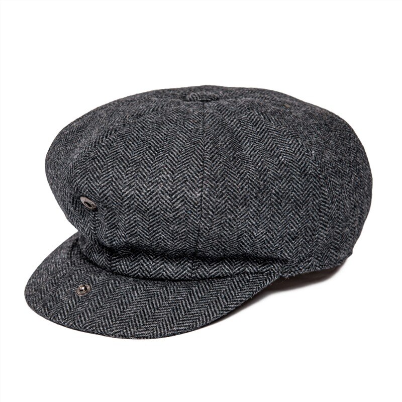 JANGOUL Newsboy Caps Men Wool Blend Flat Cap 8 Panel Male Hat Driving Hats with Button Front 810