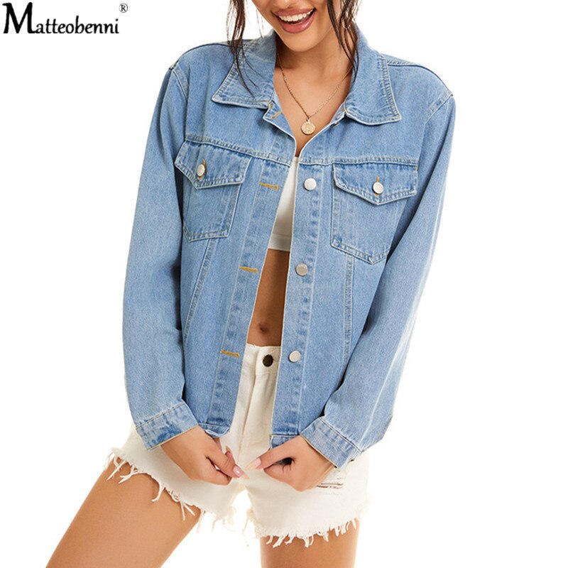 Chaqueta vaquera Mujer otoño Casual Jeans chaquetas señora Vintage suelto lavado desgastado manga larga invierno Jeans abrigos