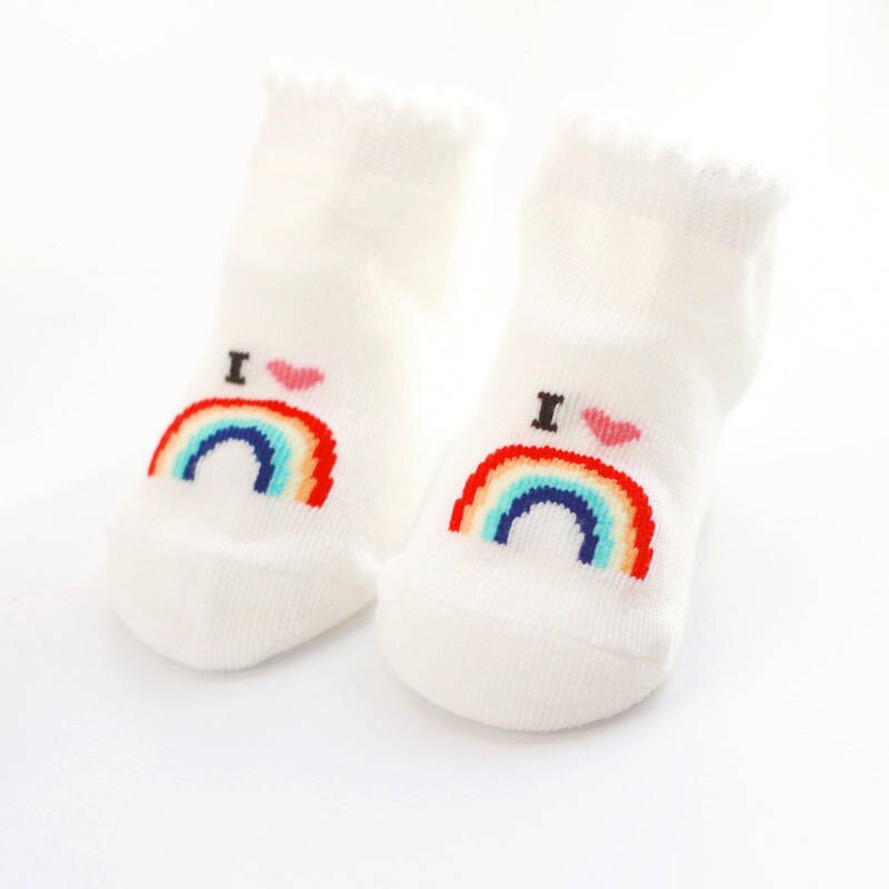 Lovely Baby Socks Colorful Stripe Baby Girl Boy Socks Cotton Anti-slip Infant Toddler Socks Soft Rainbow Newborn Socks Sokken: style A