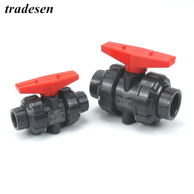 1pc Inner Dia20mm 25mm 32mm 40mm 50mm PVC Ball Valve Union Valve PVC Water Pipe Connector Plumbing Hose Fittings Slip Shut Valve