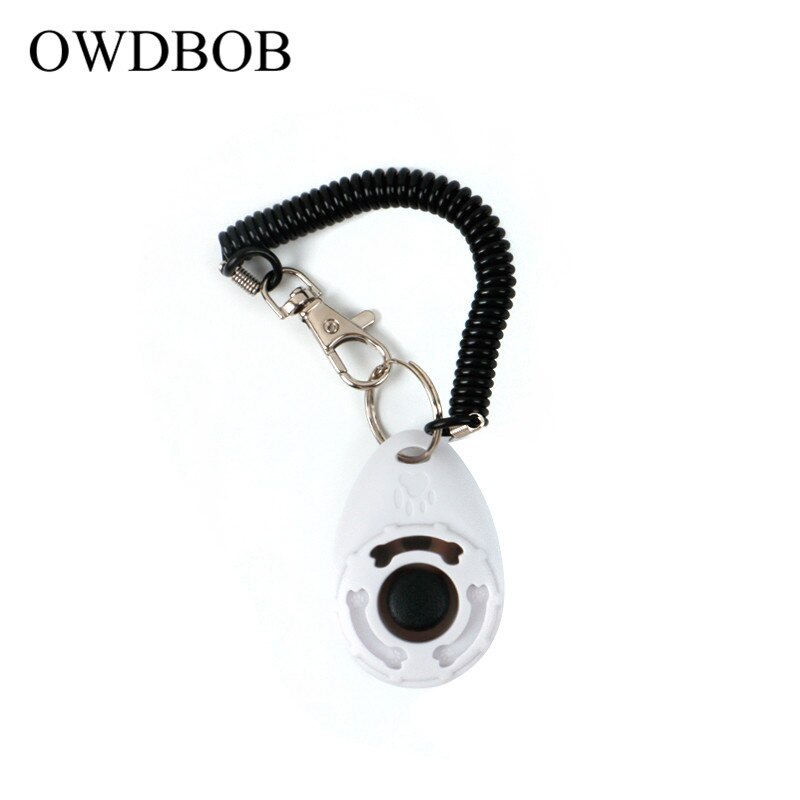 OWDBOB Pet Trainer Pet Puppy Dog Training Clickers Verstelbare Sound Sleutelhanger en Polsband Doggy Trein Klik Huisdier Accessoires: white