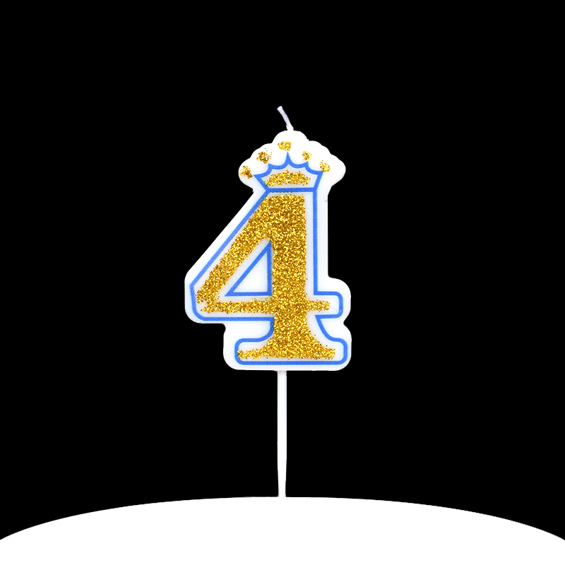 Cakelove 1Pcs Shinning Gold Pink/Blue Happy Birthday Number Candles 0-9 for Kids Adult Girls Birthday Party Crown Candles Cake: blue 4