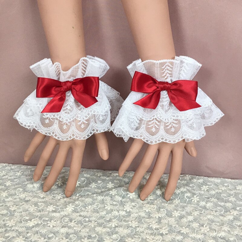 Japanse Lolita Hand Mouw Gothic Meisjes Strik Lace Hand Ring Kawaii Wit Anke Decoratie Meisjes Ruches Zachte Zus