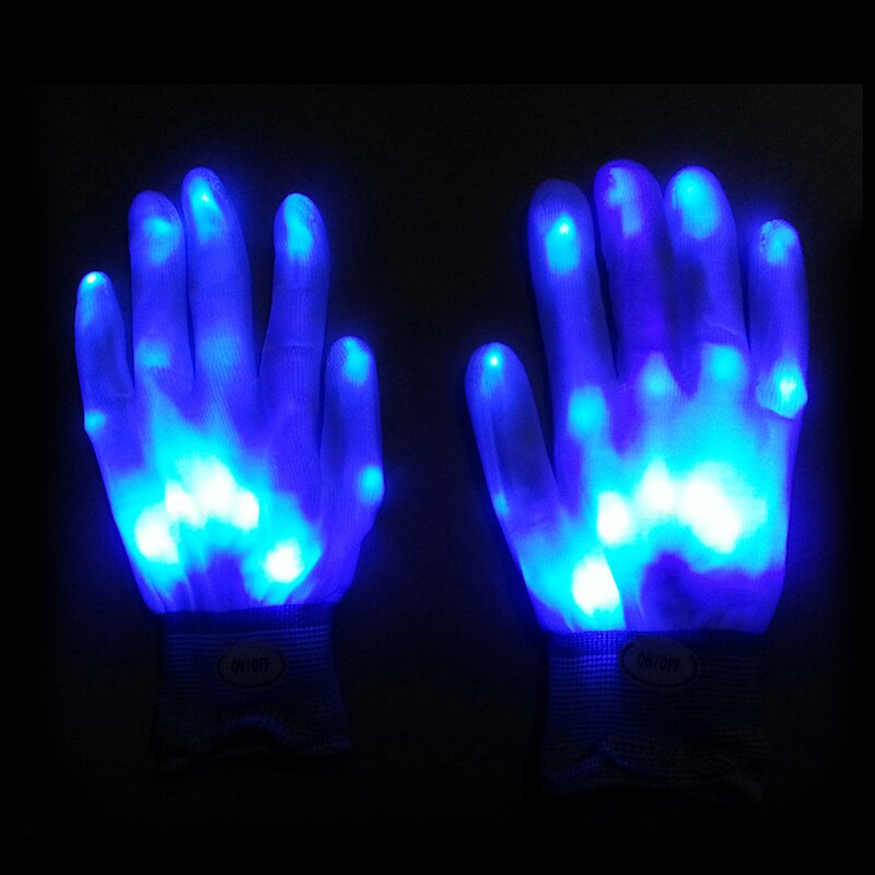 1pc led ljusemitterande handskarevents festtillbehör lysande blinkande handskar halloween kostym: Blå