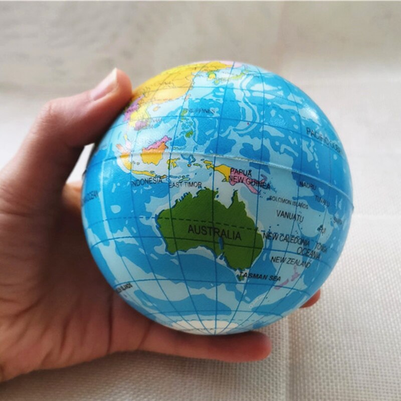 10cm anti-stress bolde skum svamp pu bold verdenskort kloden planet jorden klemme bolde legetøj til børn børn: Default Title