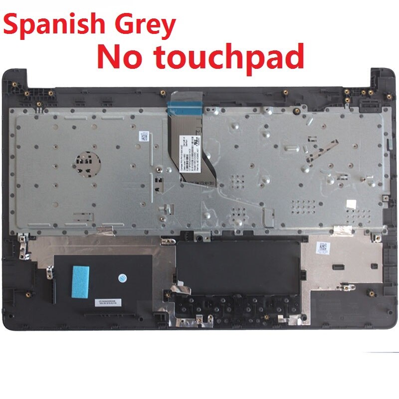 US/UK/SP/Spanish Laptop Keyboard for HP 15-BS 15-BR 15-BW 15Z-BW 250 G6 255 G6 TPN-C130 Palmrest Upper Cover no touchpad: SP gray No touchpad