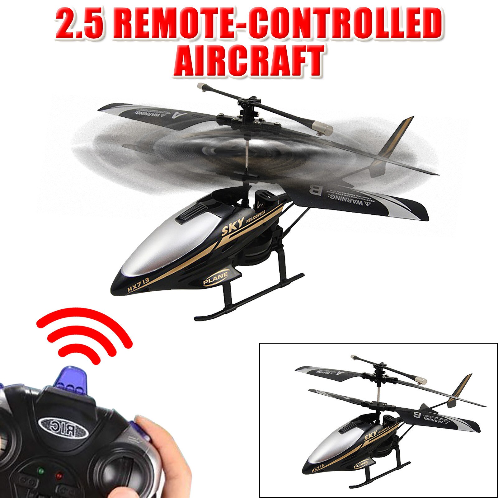 Boy Toy ABS Alloy Remote Control Plane 2.5 Channel LED Multi-Function Plane With Gyroscope Can Fly About 8M Children's