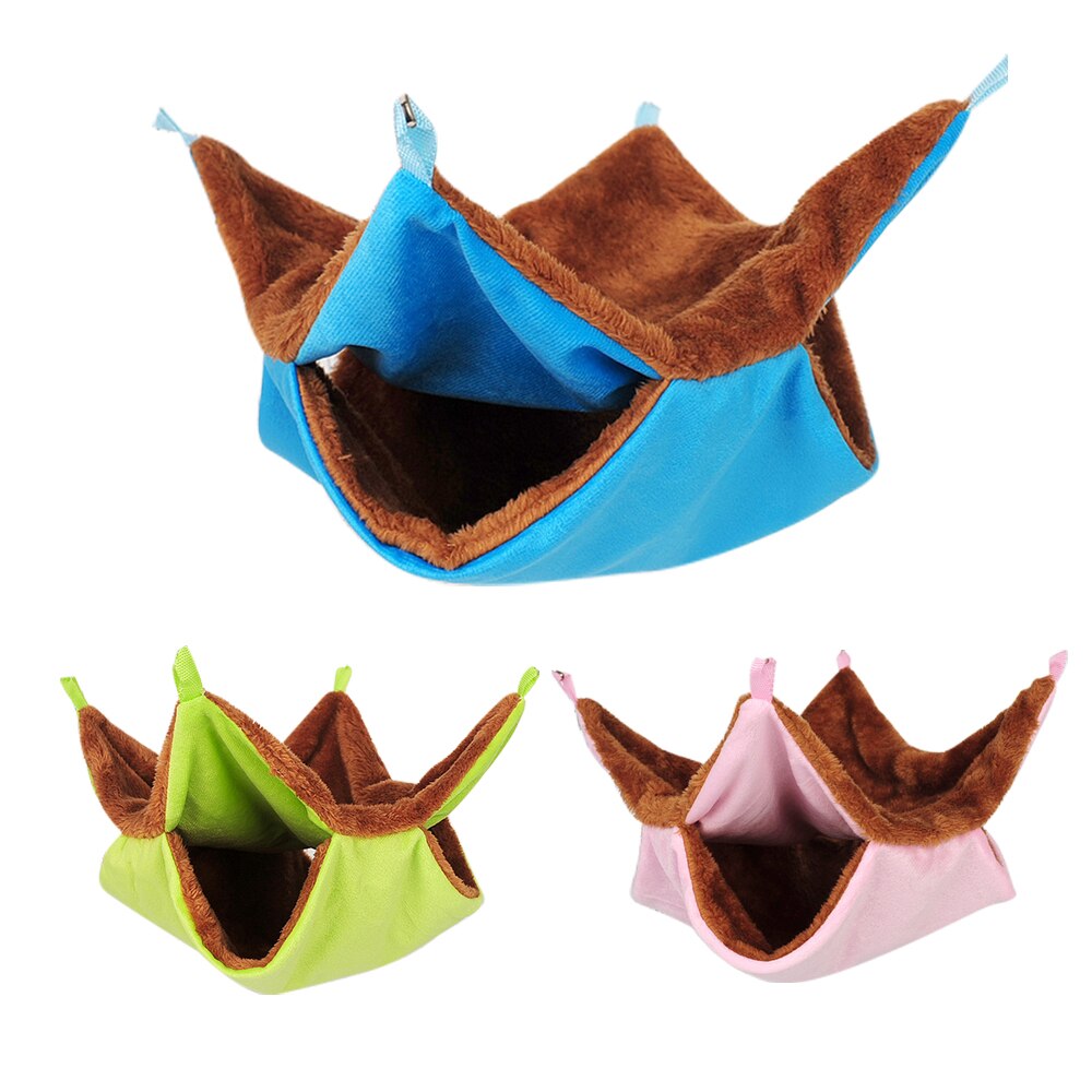 Double Layer Hamster Hammock Plush Warm Bed Rat Hammock For Hamster Nest Sleeping Bag Hanging Tree Beds Guinea Pig Hamster Cage