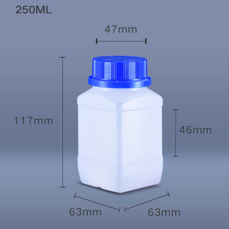250ML/500ML/1000ML Empty HDPE Bottle with Inner Lid Food Grade Square Plastic Container for Liquid Lotion: 250ml translucent