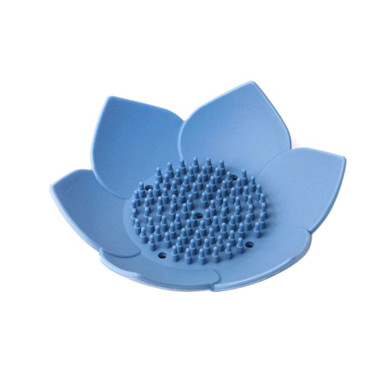 flexibel Silikon Platten Lotus Blume Dusche Schlecht Tablett Seife Kasten Seifenschale Lagerung Ablauf Seife Halfter Seife Sparer Schlecht Spielereien: Blau