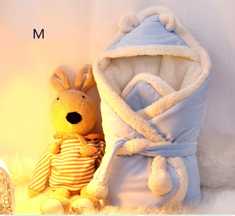 Super Bequem Lammwolle Baby Schlafsack 10 Farben 0-6 Monate Baby Swaddle Kleinkind Neugeborenen Decke Umschlag Winter: M Blau