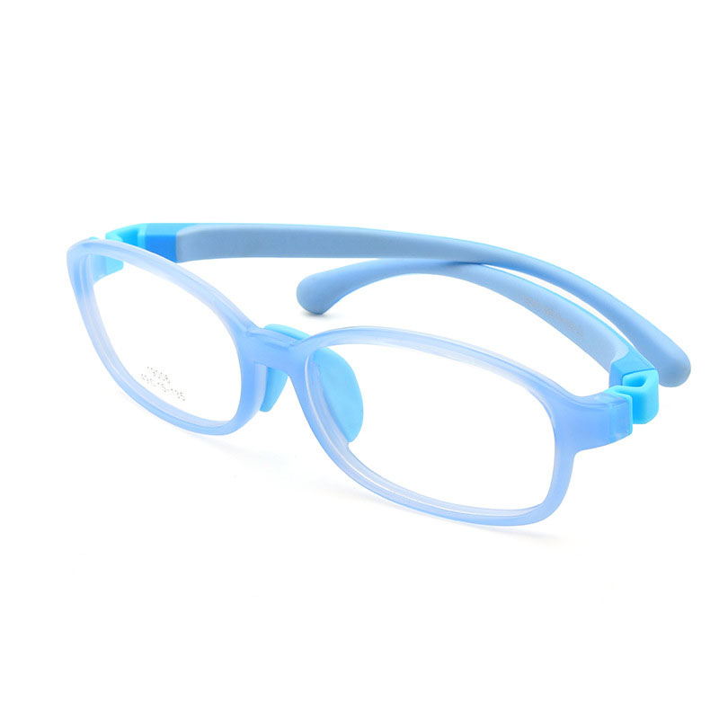Ramme til optiske briller til børn drengepiger nærsynethed brillerammer med 0 graders linser almindelige spejlpunkter børn unisex 19006: Lyseblå