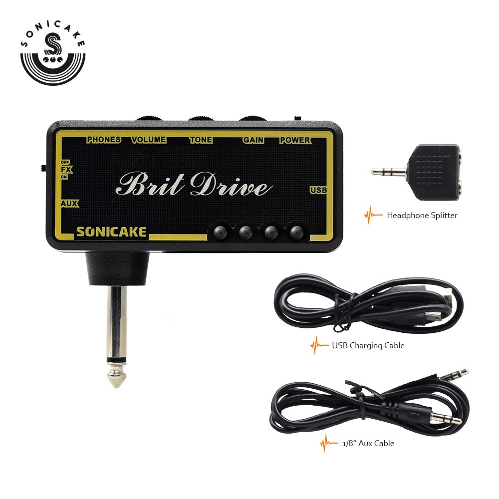 SONICAKE Amphonix Brit Drive Effects Pedal Guitar Headphone for Pocket Amplifier Mini Amp With Built-in Overdrive