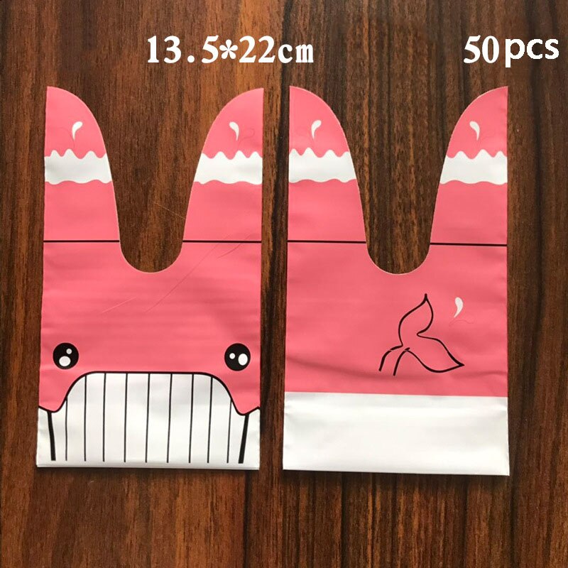 Konijn Oor Voor Sweets Bunny Verjaardag Party Goodie Bags Verpakking Bonbonniere Bag Verpakking Candy Cookie Pasen Decoratie: 50PC Pink whale