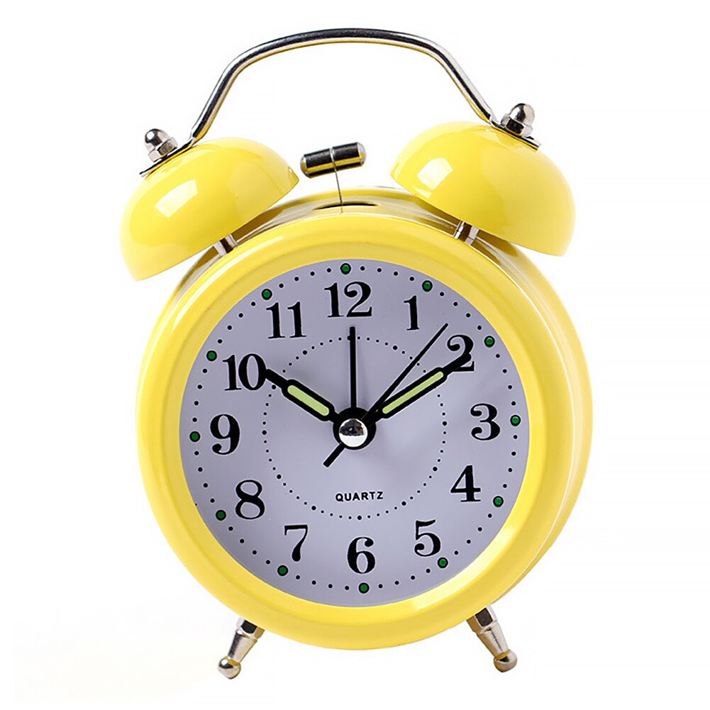 Battery Operated Living Room Alarm Clock Bedroom Lightweight Portable Mini Cute Desktop Multifunction Metal With Night Light