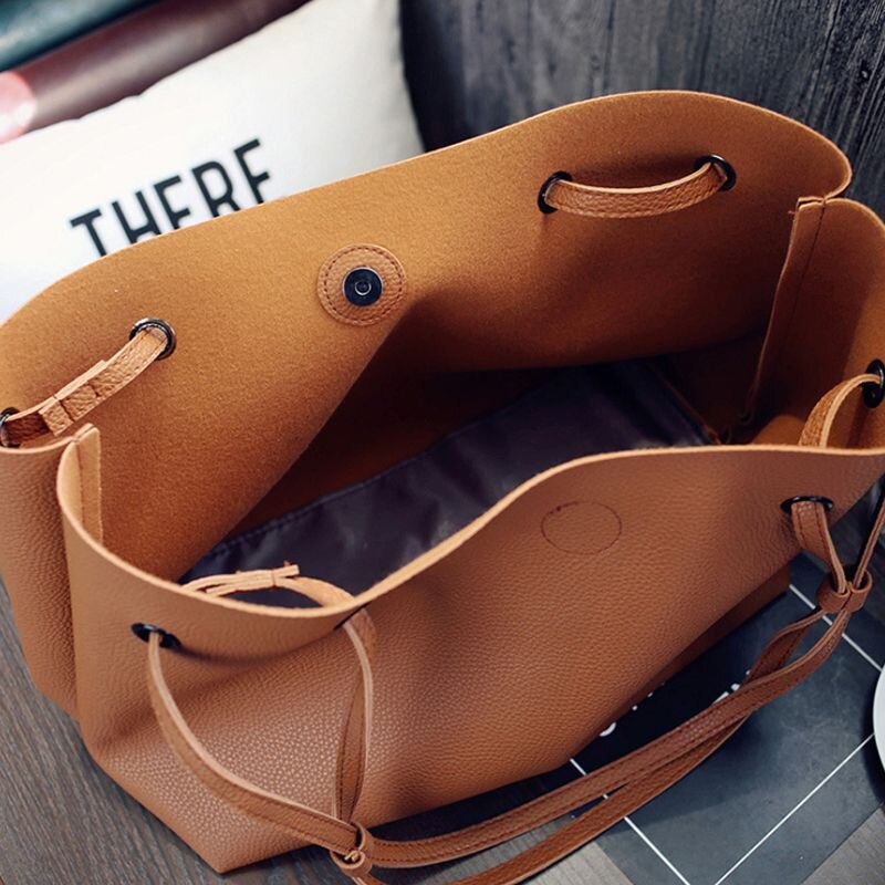 Femmes en cuir PU épaule sac de messager fourre-tout sac à main sac à main bandoulière sacoche chaude, marron