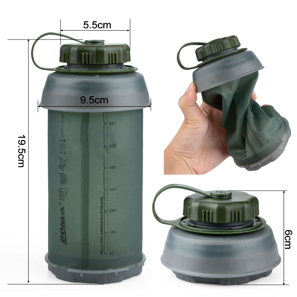750ml Collapsible Water Bottle Reusable Foldable Folding Lightweight Compact Camping Backpacking Hiking Outdoor Climbing Bottles