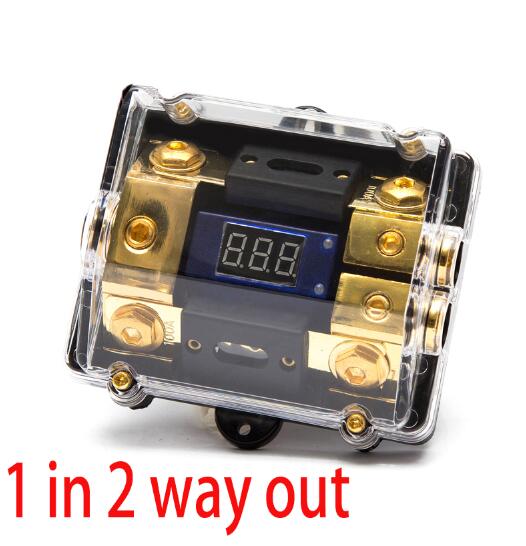 Universal Car Auto Vehicles Audio Amplifier fuse box 1 in 2 way out/1 in 1 way out fuse tap with Voltmeter Audio fuse: Dark Grey