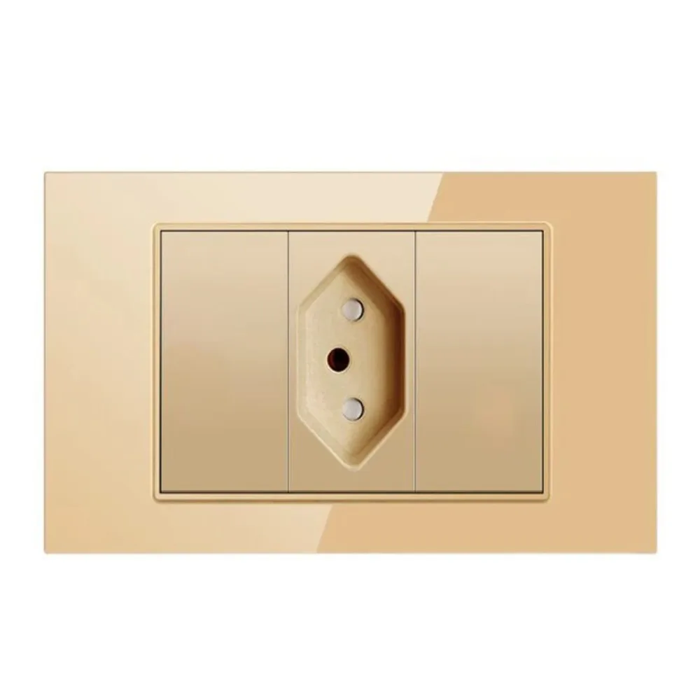 Melery 20A Brazil Wall Socket USB Type C Power Plug Pressure Switch Gold Glass Panel Position Jack Outlet Home Office Kitchen: Wall Socket