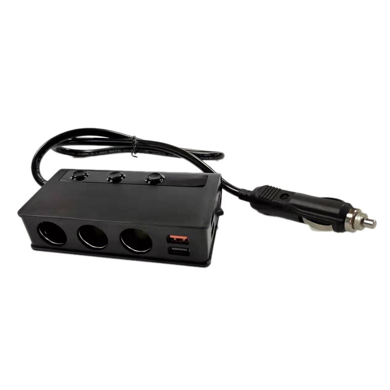 Snabbladdning 3.0 cigarettändare splitter , 12v/24v 3- uttag elbil splitter med led voltmeter strömbrytare , 4 usb snabb ut