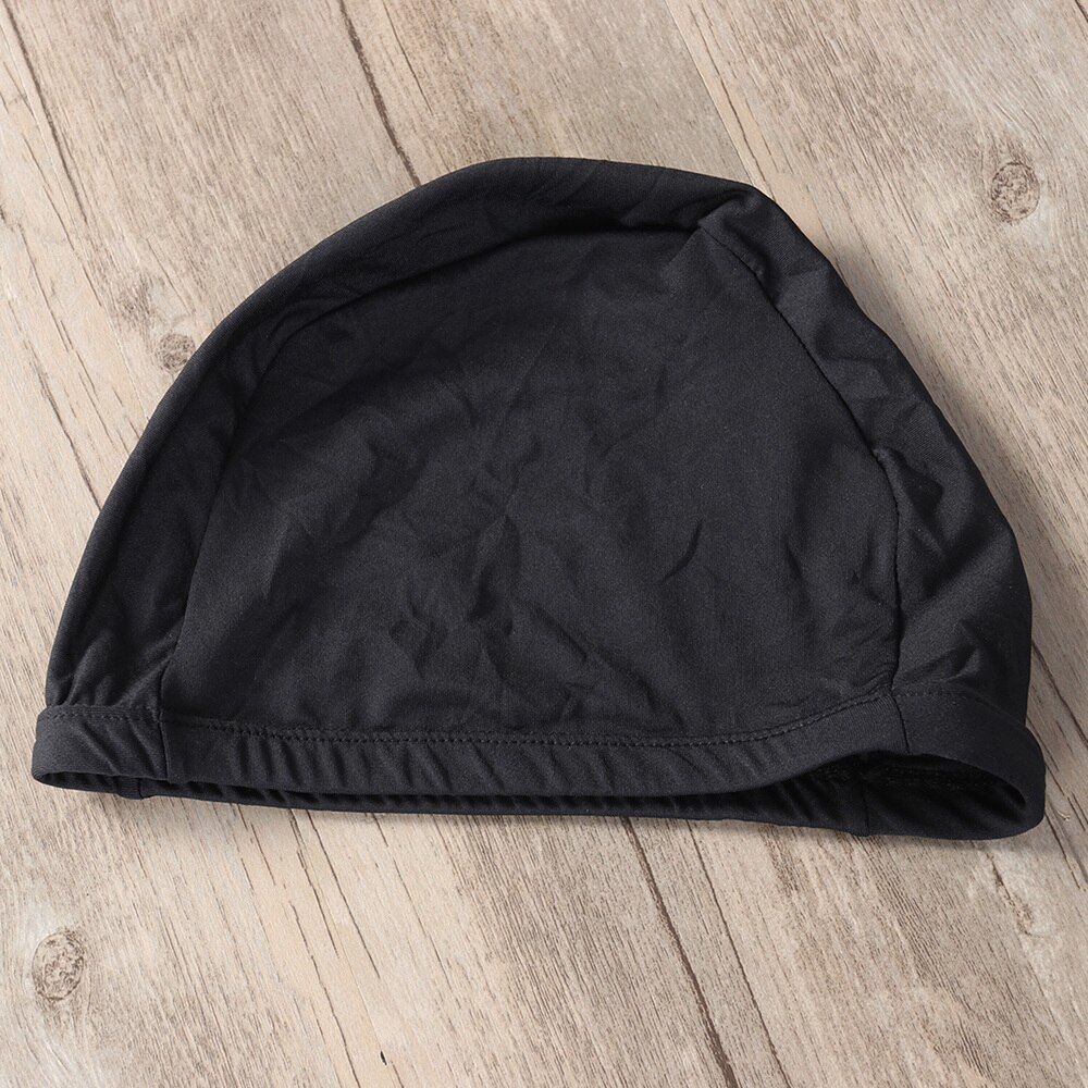 Zachte badmuts voor volwassenen, polyester doek, badmuts voor mannen en vrouwen, badmutsen voor watersport (lichtblauw): Zwart