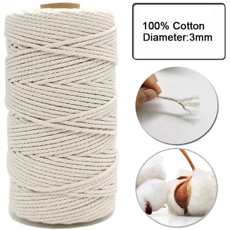 Cordón de macramé para manualidades de madera, cuerda de algodón Natural con palo de madera, cuentas de madera, Kit de tapiz de macramé mordedor artesanal, colgante de pared de algodón