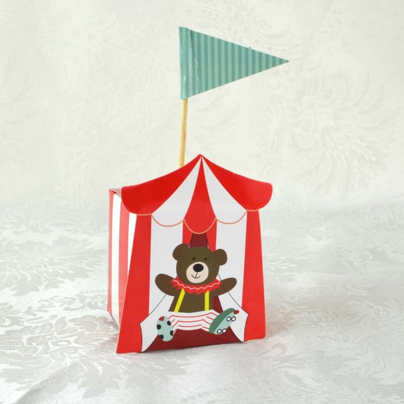 20 stks/set Circus Bonbondoos Papier Rood Gestreepte Geschenkdoos met Vlag Verjaardagsfeestje Baby Douche Decoraties Gunsten Verpakking Zak: Deep Sapphire
