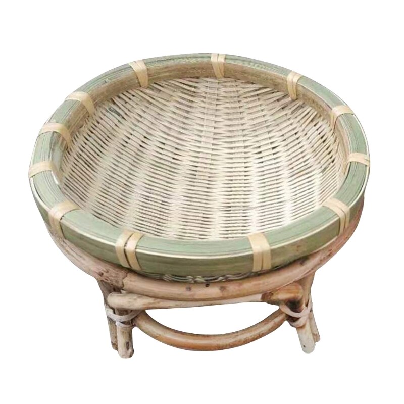 Mini Triciclo de ratán tejido para fruta, cesta de almacenamiento de mimbre hecha a mano de bambú para fruta, comida, pan, organizador, manualidades artísticas