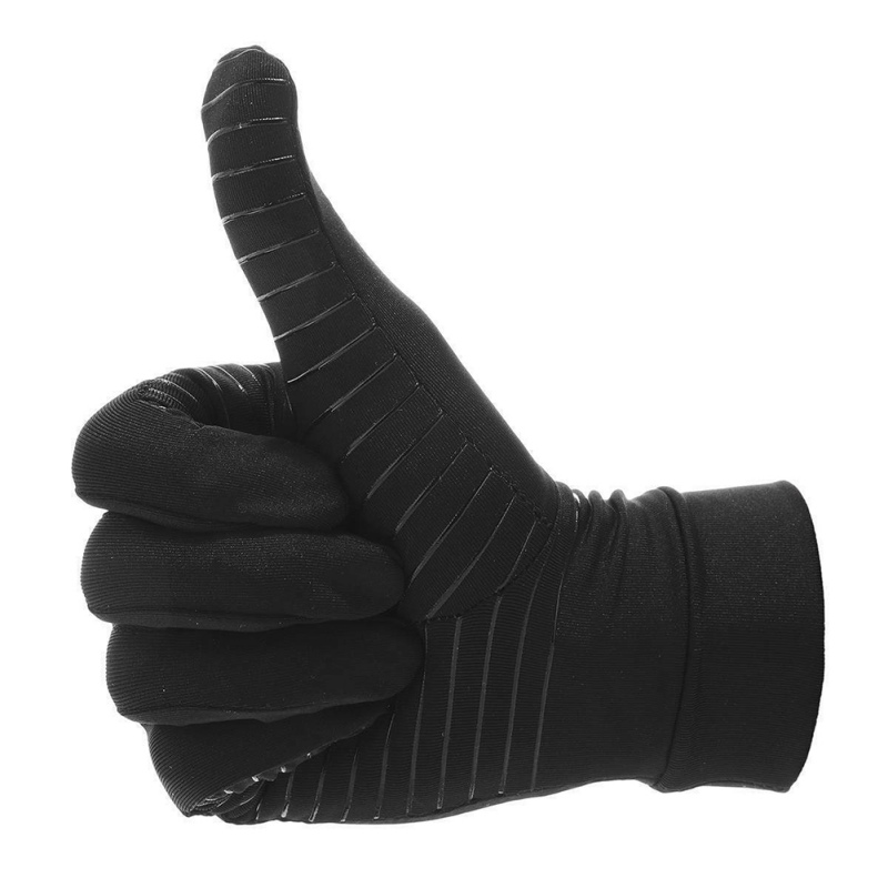 1 paar rutschfeste arthritis-kompressionshandschuhe, schwarze vollfingerhandschuhe, kupfer, zur linderung von arthritis