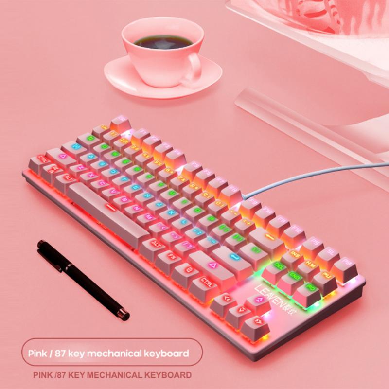 Punk Mechanical Keyboard 87 Keys Green Axis Gaming Gamer Mechanical Office Notebook Keyboard Teclado Mecanico