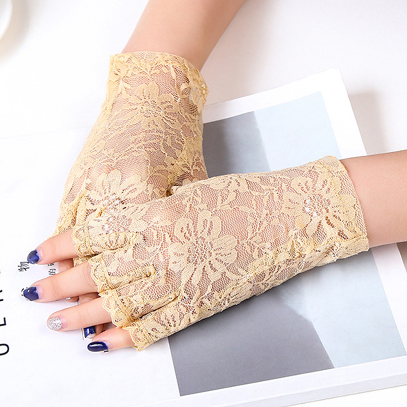 Sunscreen Short Gloves Women Sexy Dressy Lace Gloves Fingerless Lace Driving Gloves Spring Summer Mittens Wedding Accessories: 03