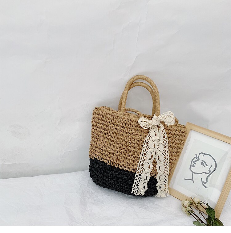 Frauen Handtasche Sommer Strand Tasche Rattan Gewebt Handgemachte Gestrickte Stroh Kapazität Totes Leder Frauen Schulter Tasche Böhmen Neue
