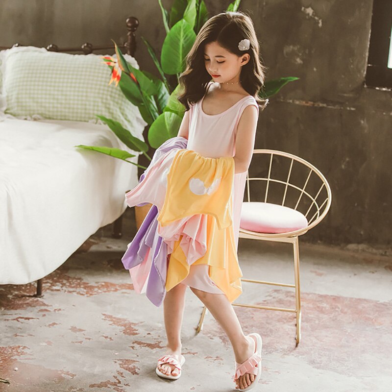 Pige natkjole sommer børn pijamas 4 5 6 7 8 10 12 13 teenage badekåbe enhjørning børn sommertøj