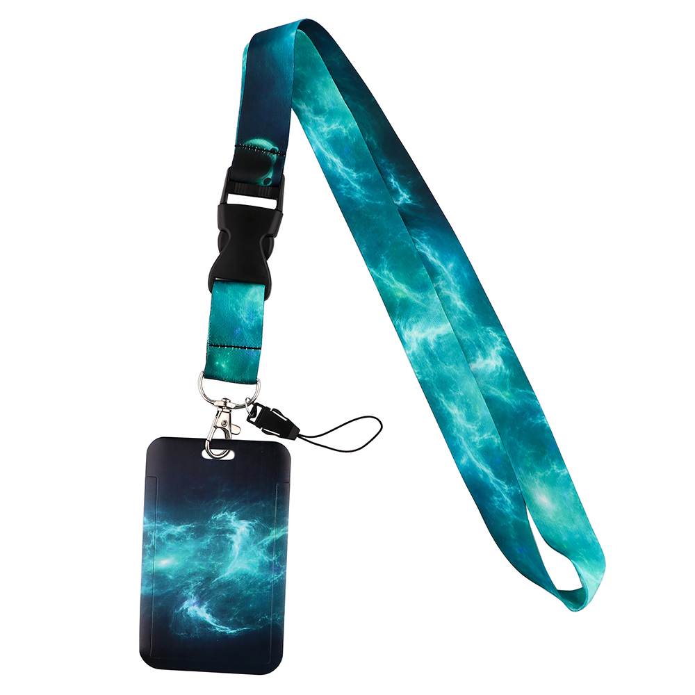 CB1028 Smycze Starry Sky do kluczy Smycz na szyję Smycz na kartę ID Uchwyt na klucze Siłownia Uchwyt na identyfikator DIY Wiszący sznur Art Key Chain: Black